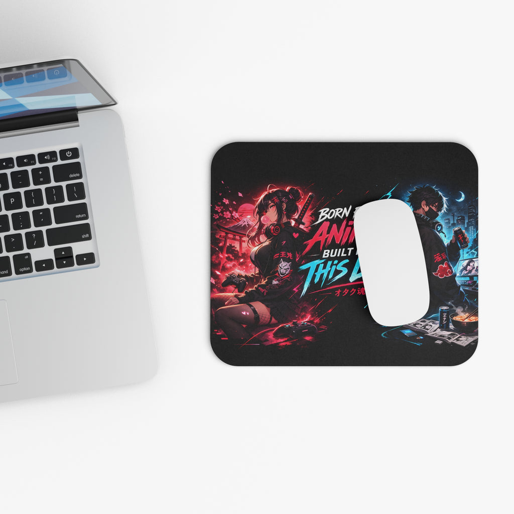 Born for Anime Rectangle Mouse Pad — Neon Otaku Gaming Desk Mat