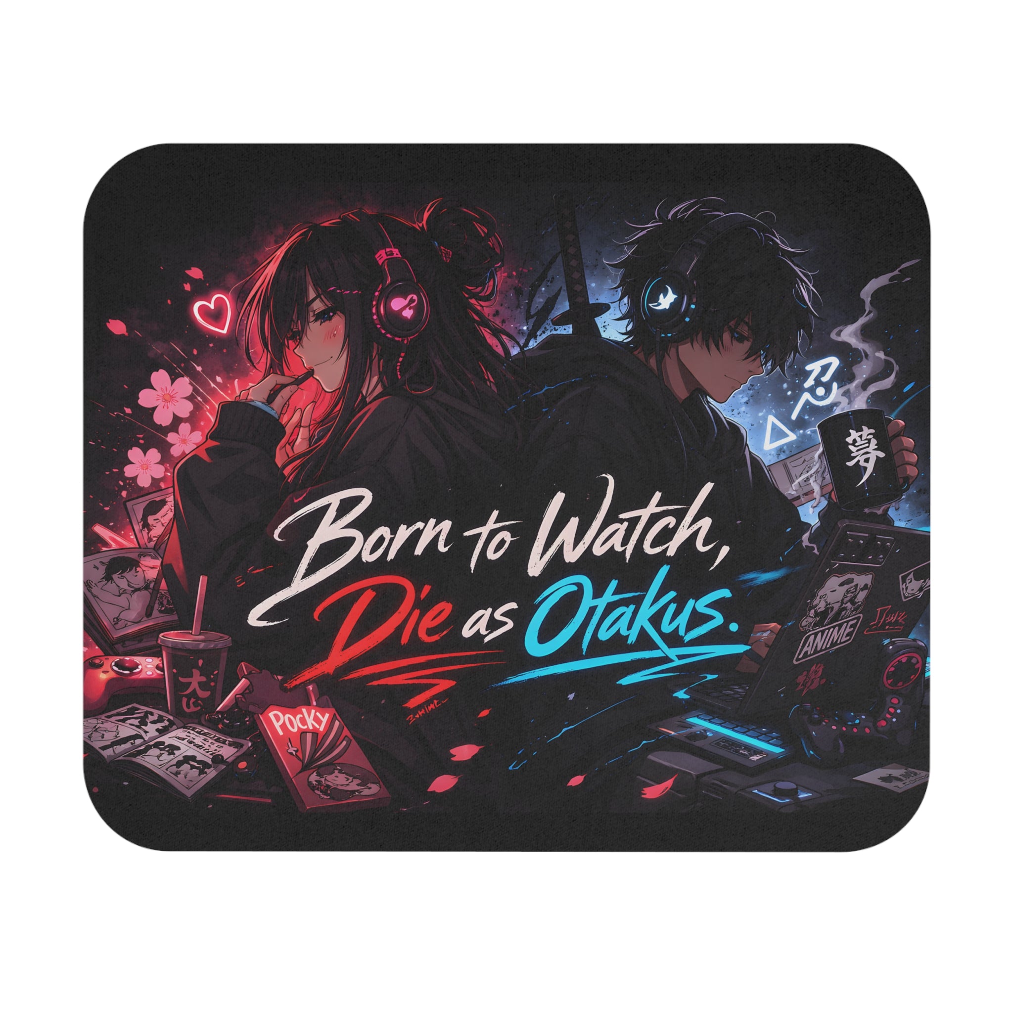 Copy of Born for Anime Rectangle Mouse Pad — Neon Otaku Gaming Desk Mat