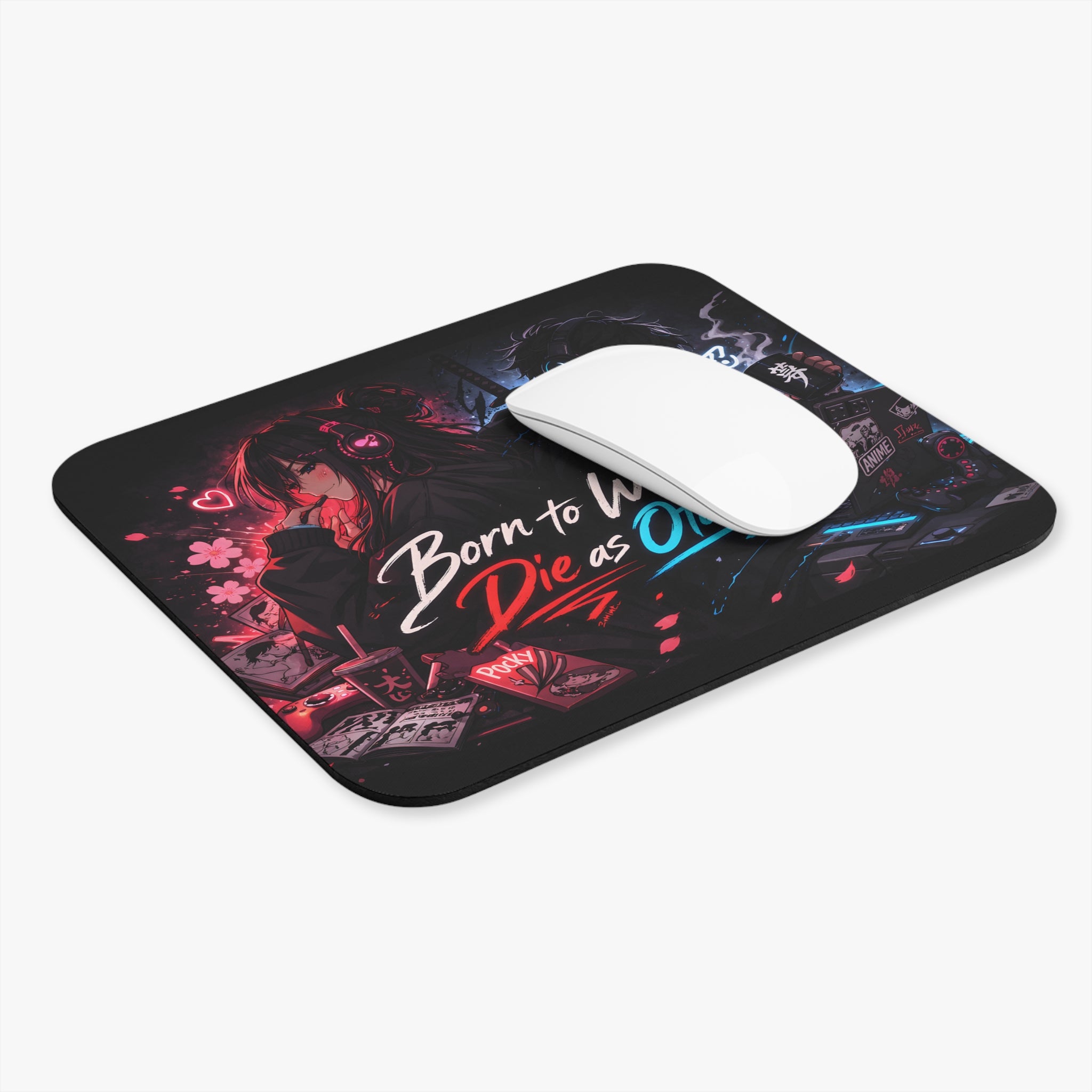 Copy of Born for Anime Rectangle Mouse Pad — Neon Otaku Gaming Desk Mat